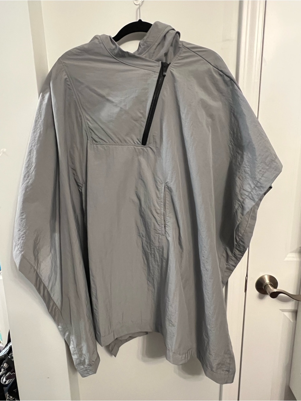 Zara Light Gray Hooded Rain Poncho; size small